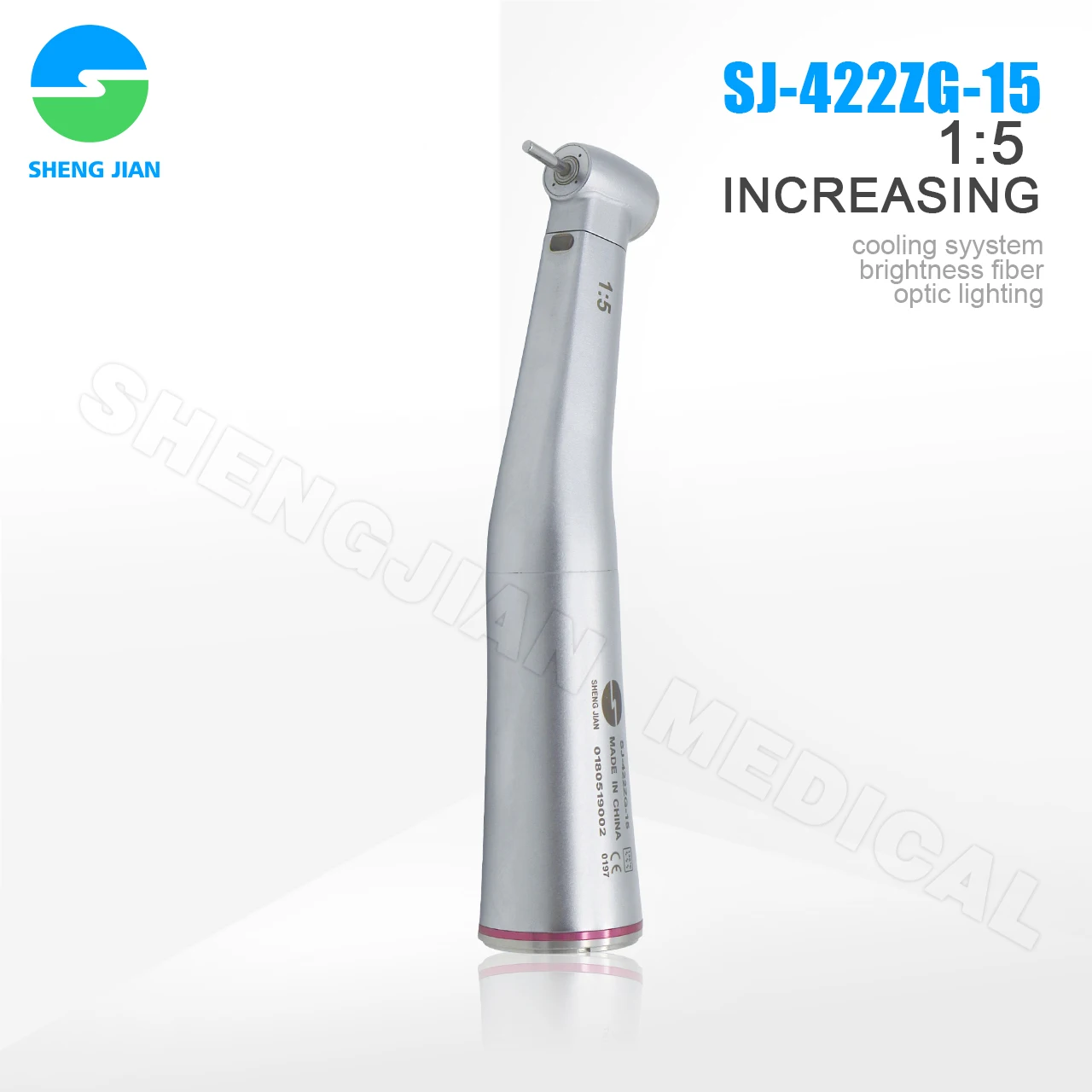 sj dental surgery implant handpiece 20 1 reduction e generator fiber optic contra angle low speed push buttom dentist tools Dental 1:5  Increasing Fiber Optic Contra Angle Handpiece  Push Button Inner Four Way Spray Fit Electric Micromotor odontología