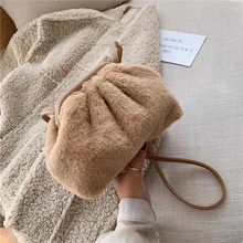 Женская простая сумка-мессенджер из пельменей Женский Искусственный Мягкий мех Cony Hair через плечо сумка на плечо женская сумочка клатч