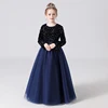 Girls Formal Dresses Long Sleeves Glitter Sequins Puffy Tulle Birthday Party Dress For Kids Girl Black Junior Bridesmaid Dresses ► Photo 1/6