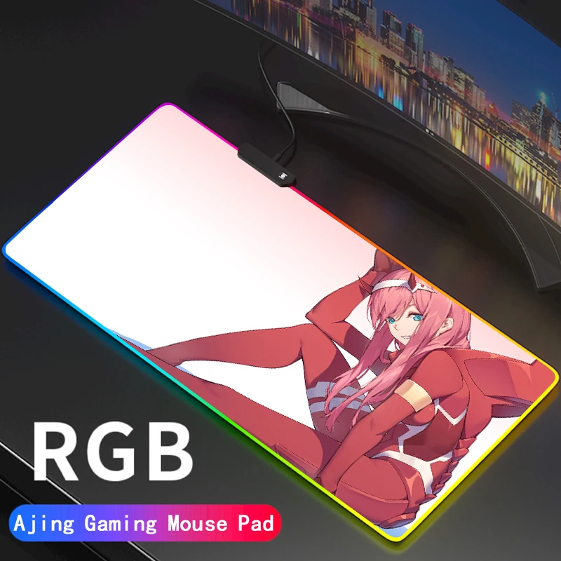 Zero Two Darling In The Franxx LED Light Mousepad RGB 02 Keyboard Colorful Surface Mouse Pad
