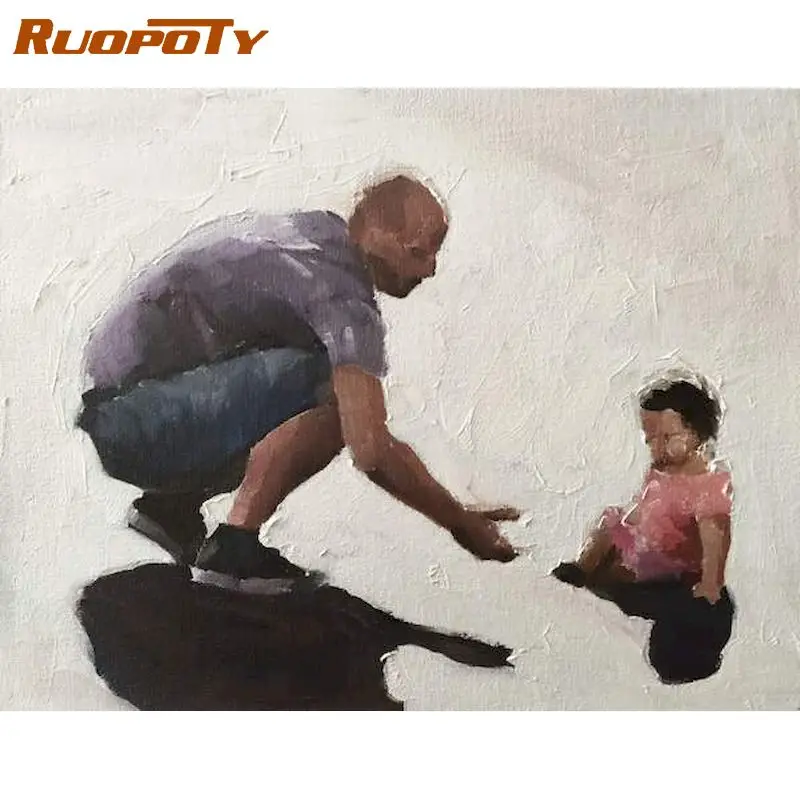 

RUOPOTY Fatherly love DIY Painting By Numbers oil paint by numbers kits Modern Home Wall Art Room Decoration Handpainted