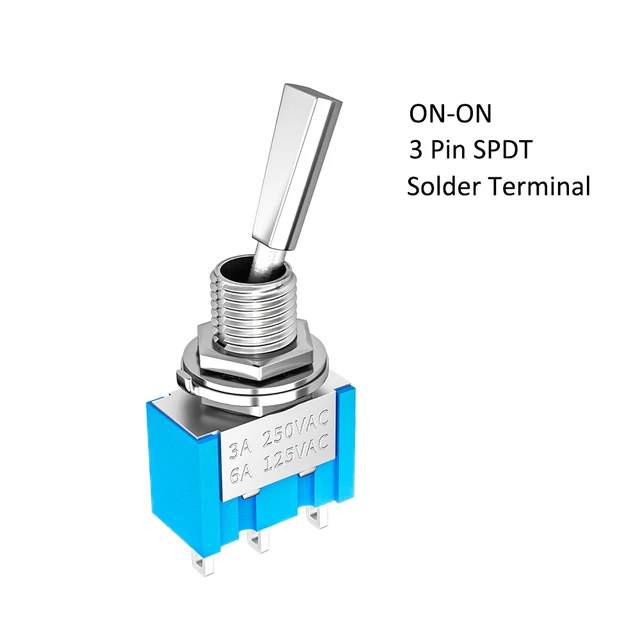 5PCS Mini Toggle Switch SPST Flat Handle ON OFF Latching 2 Position 2 Pin For Car Truck With Solder Terminals MTS-102-F1