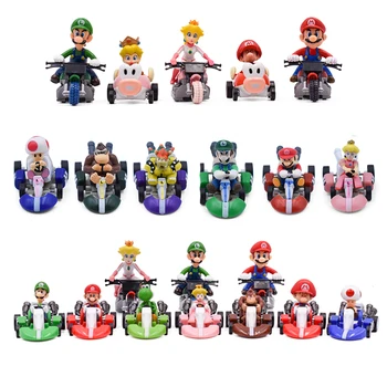 

10 Styles/Set Super Mario Mini Kart Pull Back Cars Luigi Toad Bowser Koopa Donkey Kong Princess Peach Cars Figure Toys For Kids