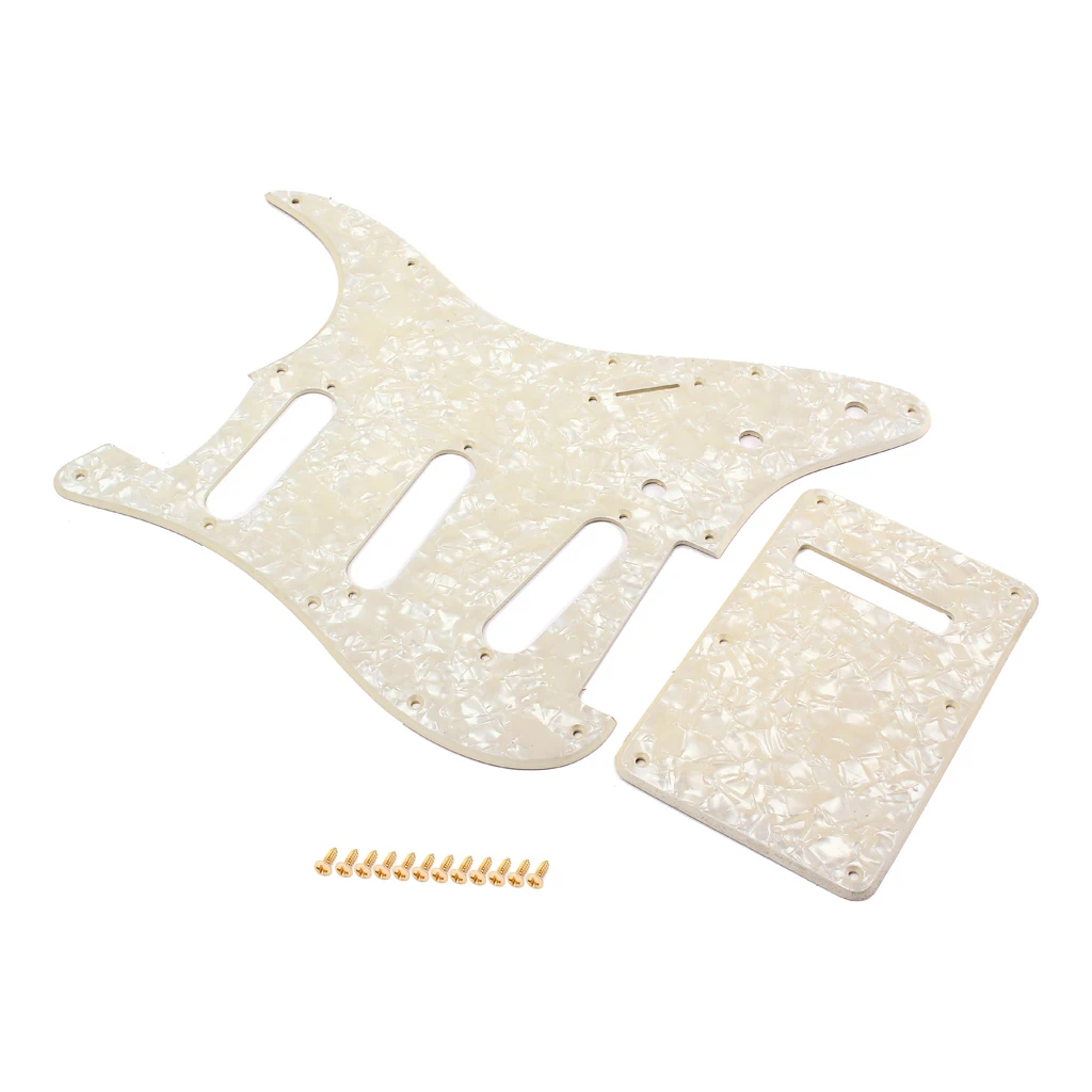 Polished 1 Set PVC Plastic SSS Electric Guitar Replacement Pickguard Anti-scratch Plate Cream