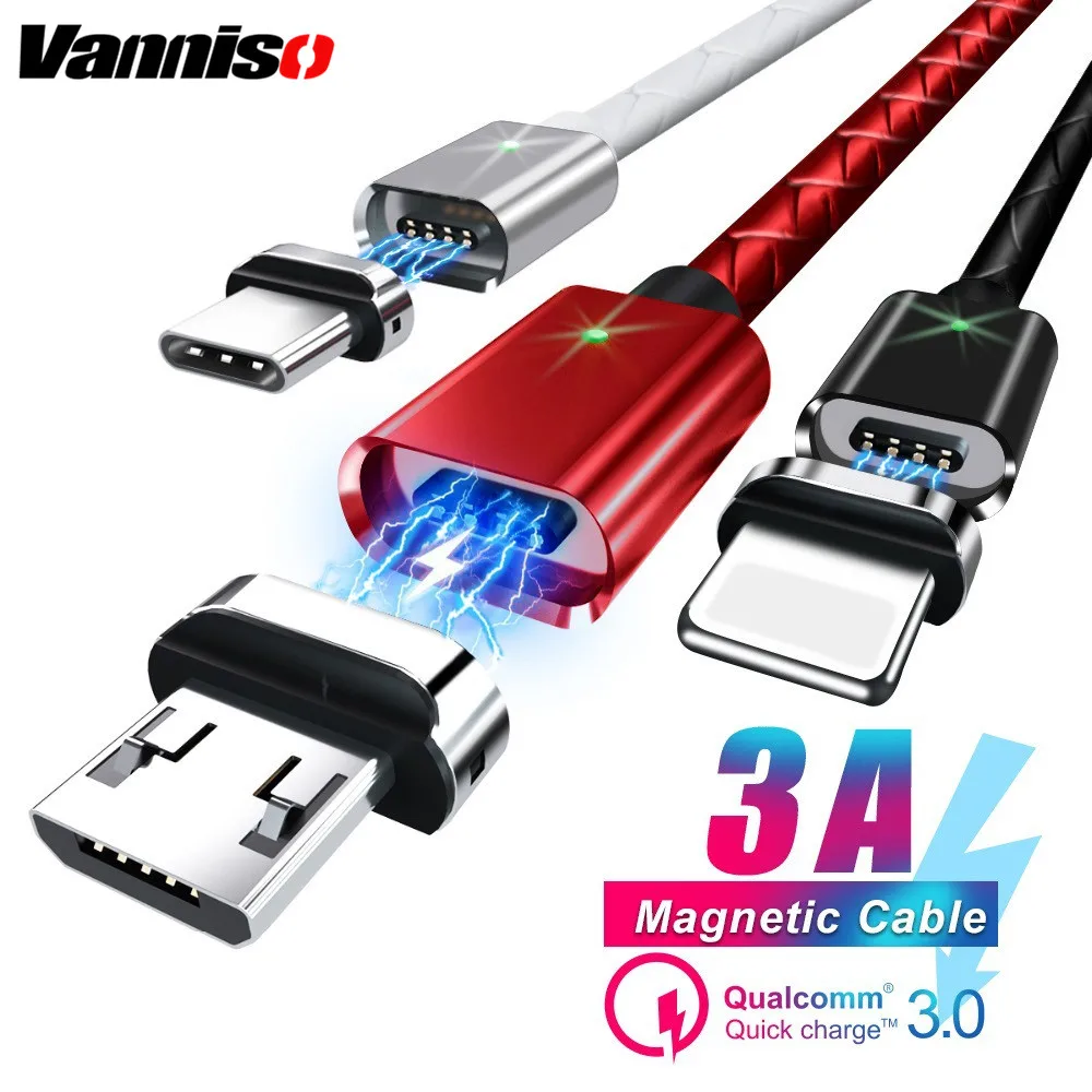 

3A Magnetic Micro USB Cable for Xiaomi K20Pro note 8 Huawei mate 30 Samsung A70 USB Type C Fast Charging Magnet Charger Mobile Phone Cable