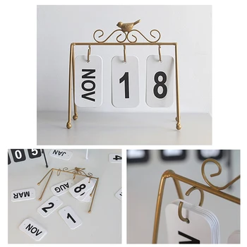 

2020 New Year European Wrought Iron Flip Calendar Creative Bird Decoration Durable Desktop Ornaments Yearly Agenda Organizer New