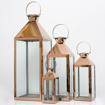 

Nordic Glass Iron Candle Holders Floor Candle Lantern Windproof Glass Stainless Steel Wind Lamp Bougeoir Home Decoration FC198