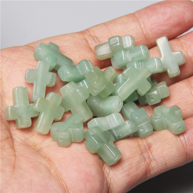 Natural Stone Crystal Tiger Eye Cross Loose Spacer Beads Charm for Women Jewelry Making DIY Necklace Bracelet Part 10pcs