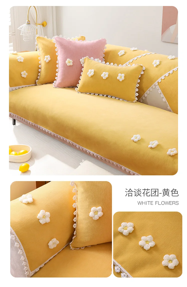 General Sofa Covers For Living Room Pastoral Pink Sofa Couch Cover With Flowers Sofa Armrest Backrest Towels Anti Slip Cover Aliexpress Home Garden