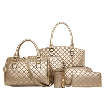 

Popular Embossed 6 Pieces Cross PU Leather Tote Women Bag Set for Ladies Womens Handbags and Purses