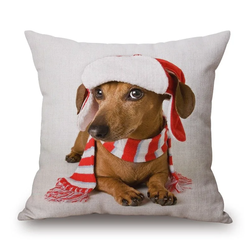 Dachshund наволочки для колбасы, Рождественская Праздничная наволочка, наволочки для собак, 45X45 см, украшения для спальни - Цвет: 17