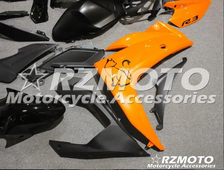 4 подарки стиль ABS литьевая форма мотоцикл Обтекатели подходит для YAMAHA R3 R25- 15-19 Кузов Набор на заказ Оранжевый Черный