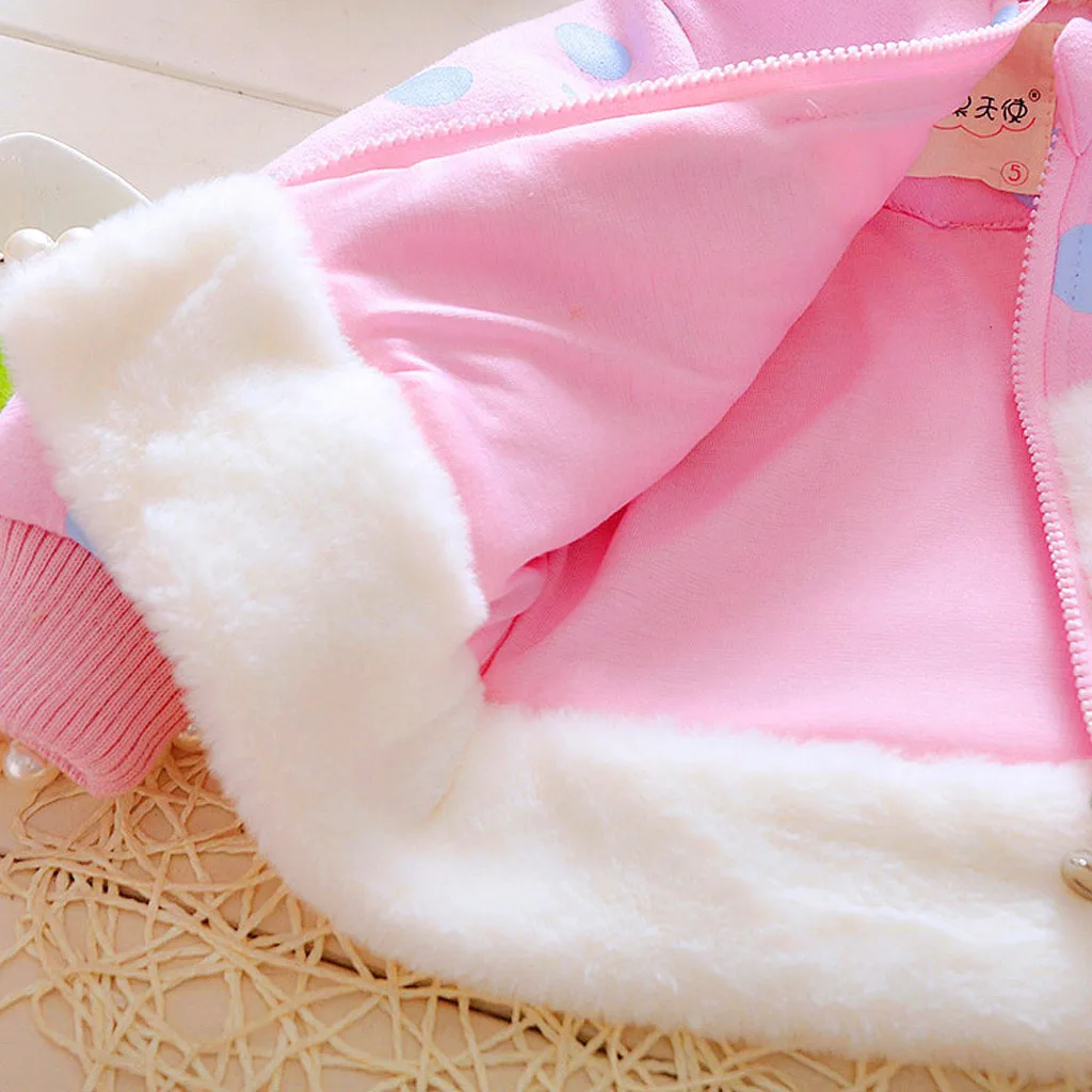 Girls Wool Coat For Girls Winter Warm Thickening Kids Outwear Clothing For Kids Baby Girl Warm Thick Rabbit Ears Hooded Jacket