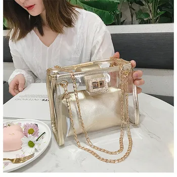 

Transparent Jelly bag High Quality Crossbody Bags Women Designer Composite Handbag High capacity Chain Shoulder Messenger Bags