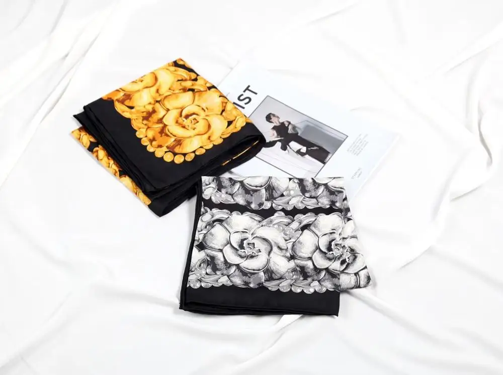 Женский шарф Камелия из 100% шелка квадратная шаль Твила 90*90 см 2019 | Аксессуары для