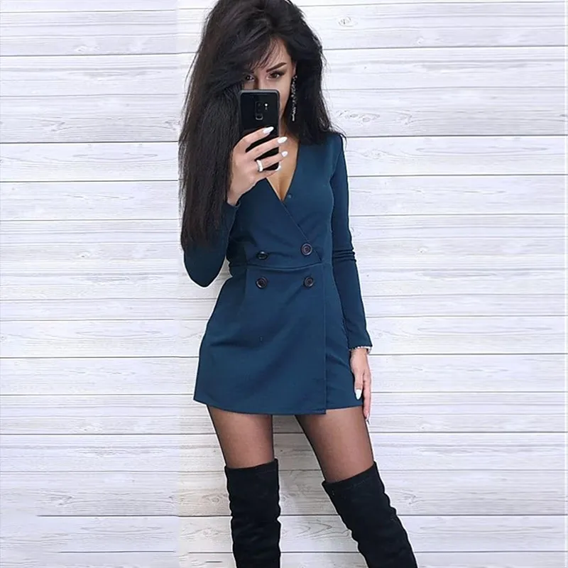 Женский комбинезон с V образным вырезом и длинным рукавом| |