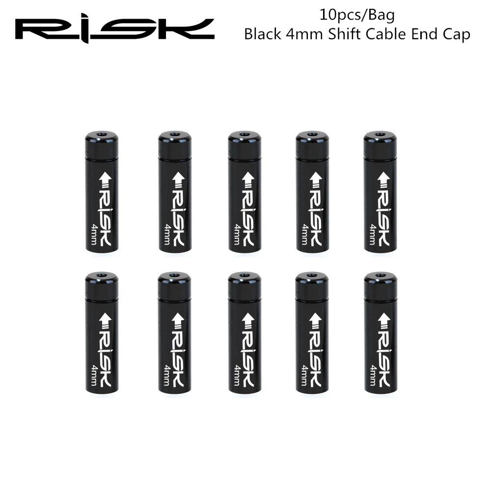 RISK 10 шт. Торцевая крышка троса переключения передач/тормоза 4 мм/5 мм для горного велосипеда, велосипедная леска, Водостойкая крышка из алюминиевого сплава, пылезащитная крышка - Цвет: Shiftcable cap 10pcs