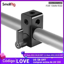 Smallrig único 15mm haste braçadeira 15mm trilho braçadeira conector adaptador com 1/4-20 linhas para 15mm haste dslr rig-843