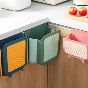 

Kitchen Multifunctional Collapsible Hanging Cabinet Trash Can Waste Paper Basket Garbage Bin Can Rubbish Container Cleaning Tool