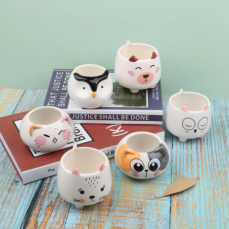 

Cute Animal Flower Pot Ceramic Vase Planter Desktop Ornaments Home Decor Garden Pot Succulent Pot Indoor Planter