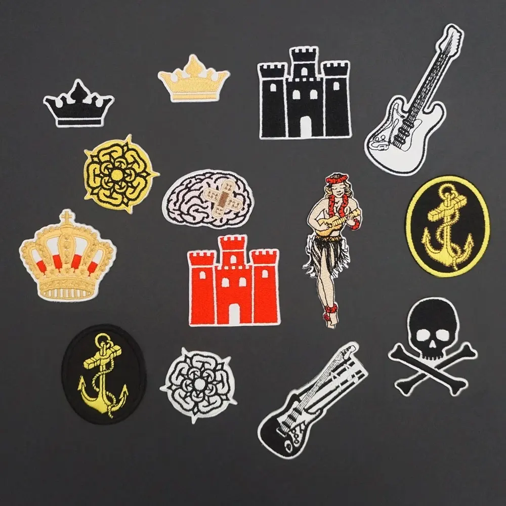 

Rock Guitar Hippie Music Lovers Patch Embroidered Iron On Backing for Clothes Badge Applique