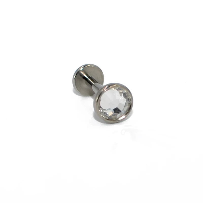 1PC 16G Cartilage Helix Earring G23 Titanium Flat CZ Gem Internally Threaded Labret Stud Ear Tragus  Fashion Body Piercing Jewel 