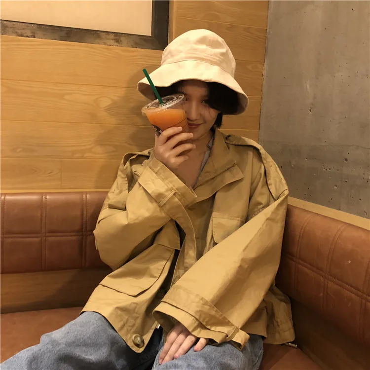 Короткие тренчи Ulzzang из Южной Кореи с подкладкой для фотосессии с контролем цены и 5