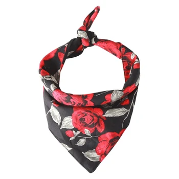 

Dog Bandana Cotton Scarf Bib Flower Grooming Accessories Triangular Bandage Print Rose Bib For Pet Valentine Pet Accessories