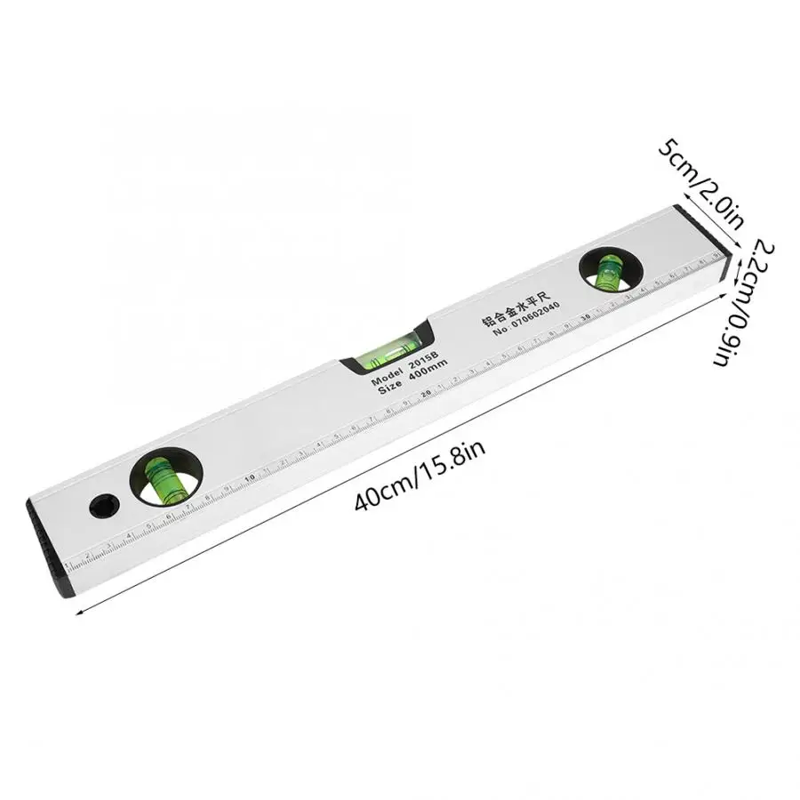 400mm Spirit Level Sliver High Accuracy Magnetic Aluminum Alloy Bubble Ruler Spirit Level Construction tools