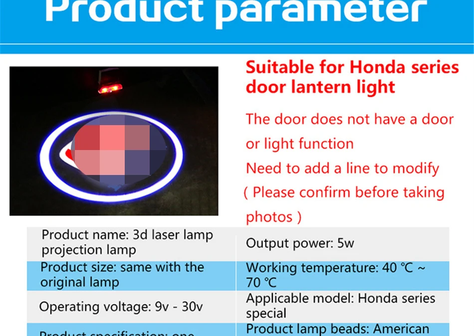 Светодиодный лазерный проектор для двери автомобиля, светодиодный светильник для Honda Accord Crosstour