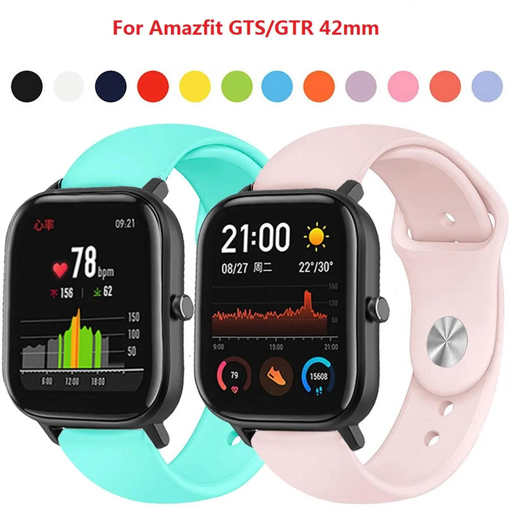 Силиконовый ремешок для часов браслет ремешок для Xiaomi Huami Amazfit GTS/GTR 42 мм/Bip Lite Смарт-часы ремешок спортивный сменный Браслет