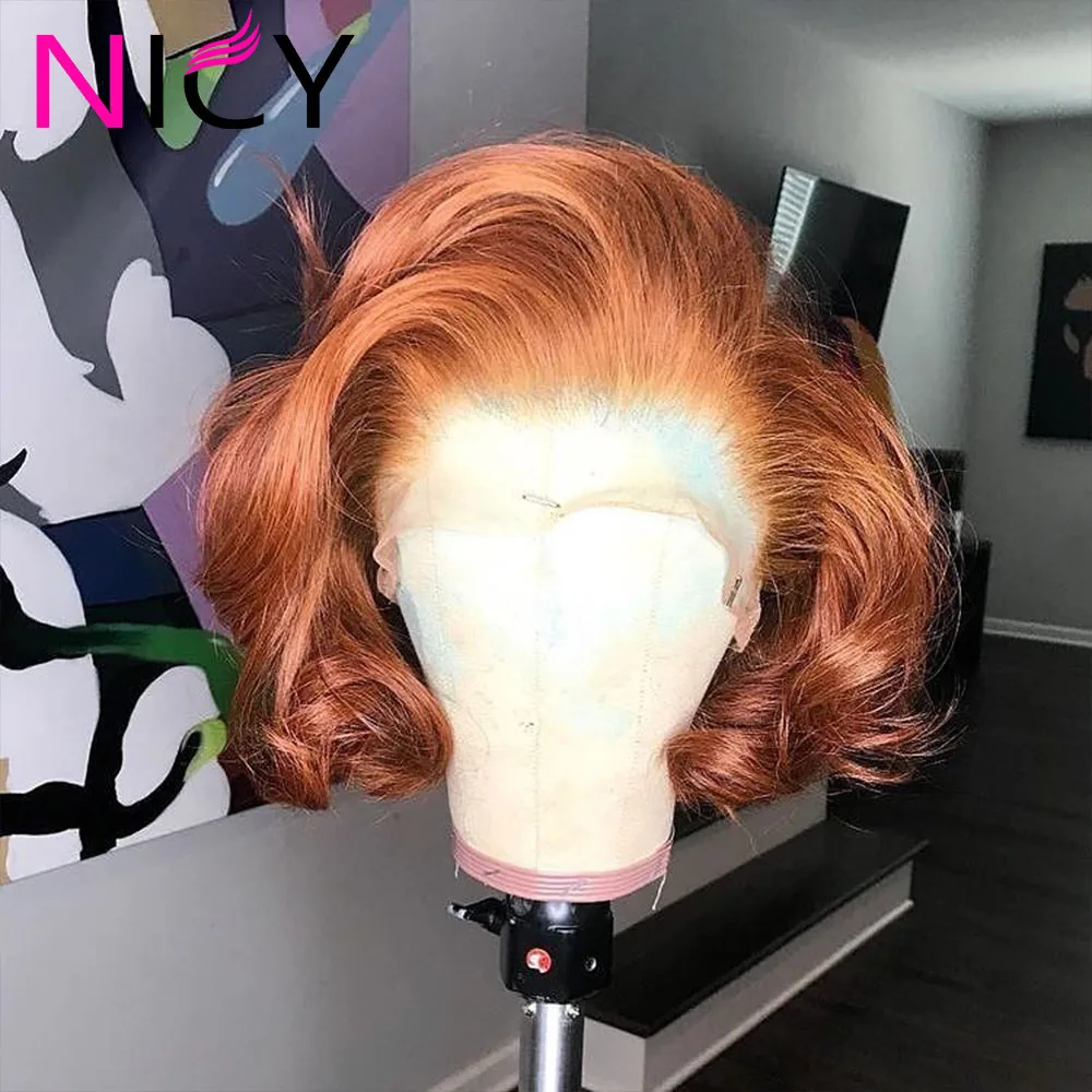 Onda do Corpo Perucas do Laço Perucas de Cabelo Gengibre Laço Frot Peruca Destaque Laranja Cor Perucas 13x4 Colorido Humano Bob 1 Cheap Apliques com cabelo humano