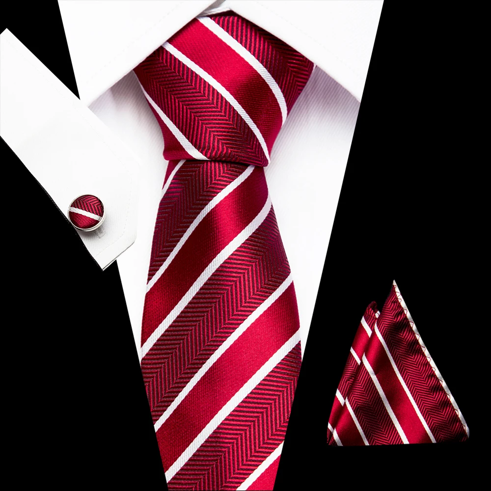 Wedding Men's Tie Handkerchief Cuffink Necktie Set 100% Silk Sadoun.com