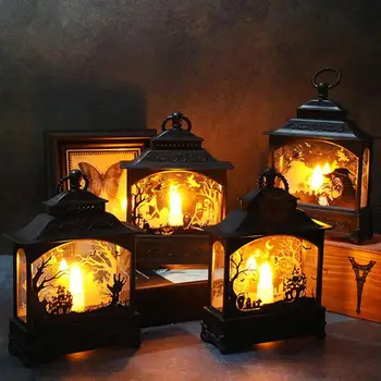 

2pcs Halloween Candle Lamp Printed Candle Light Lantern Decor (Without Battery)