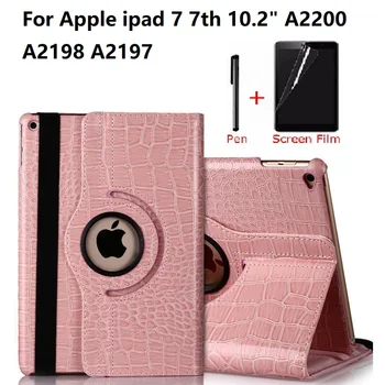 

Rotating Case for New iPad 7th Generation 10.2 Inch 2019 Solid Cover Capa for A2197 A2200 A2198 Case with Soft Film + Pen