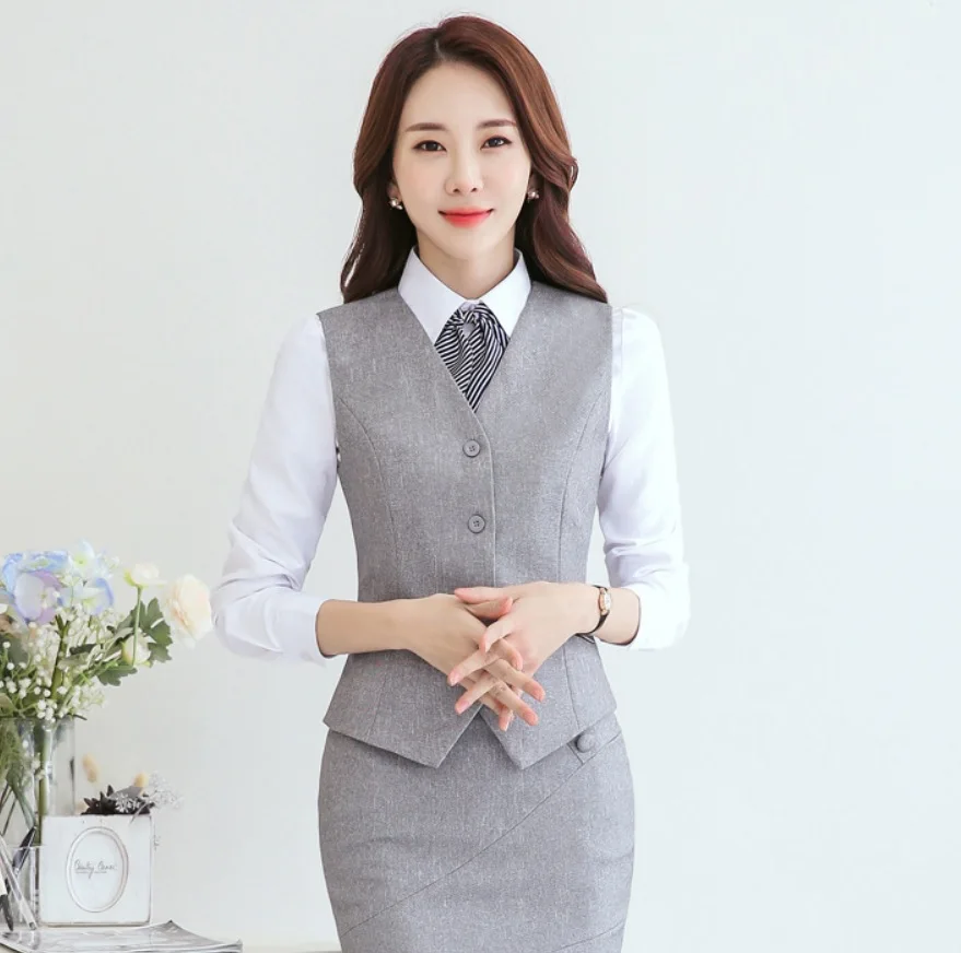 Newly Women Vest Fashion Slim Flight Attendant Work Waistcoat Comfy Overalls