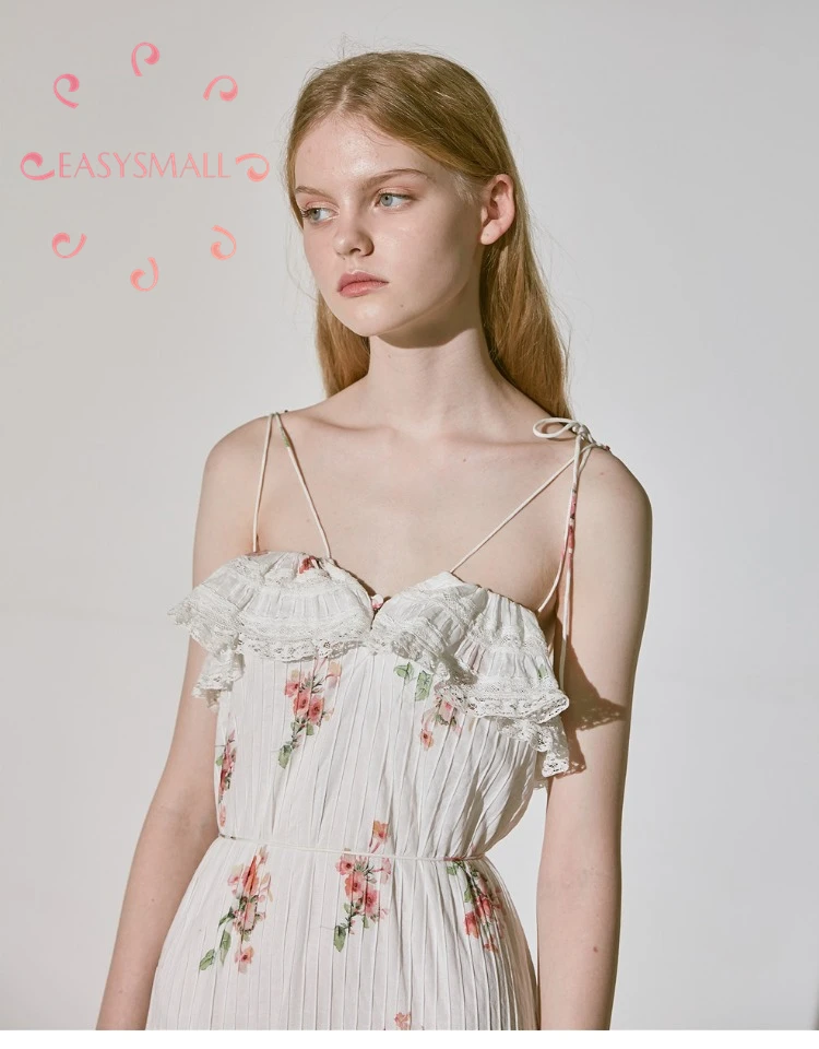 EASYSMALL, женское платье, модное, кантри стиль, свежий цветок, высокое качество, Vestidos, уличная одежда, высокая талия, платья без рукавов