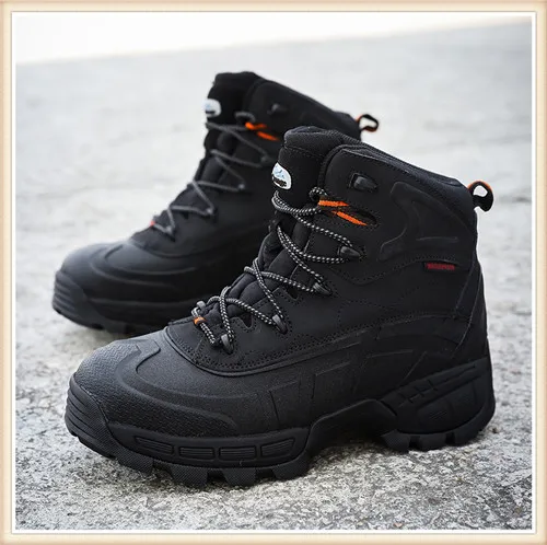 Black Mens Steel Toe Safety Shoes Non Slip Rubber Heel Work Boots Comfortable Round Toe Shoes 6#20/10D50 - Цвет: Black