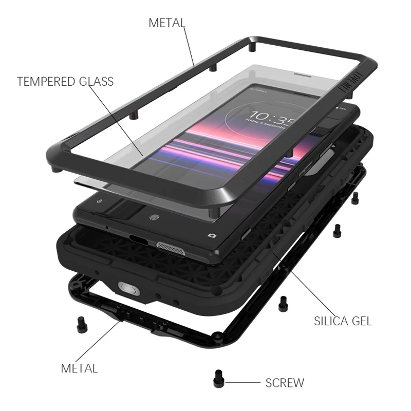 Love Mei Metal Case For Sony Xperia 5 Armor Shockproof Phone Cover (6.1 inch) Rugged Full Body Anti-Fall | Мобильные телефоны и
