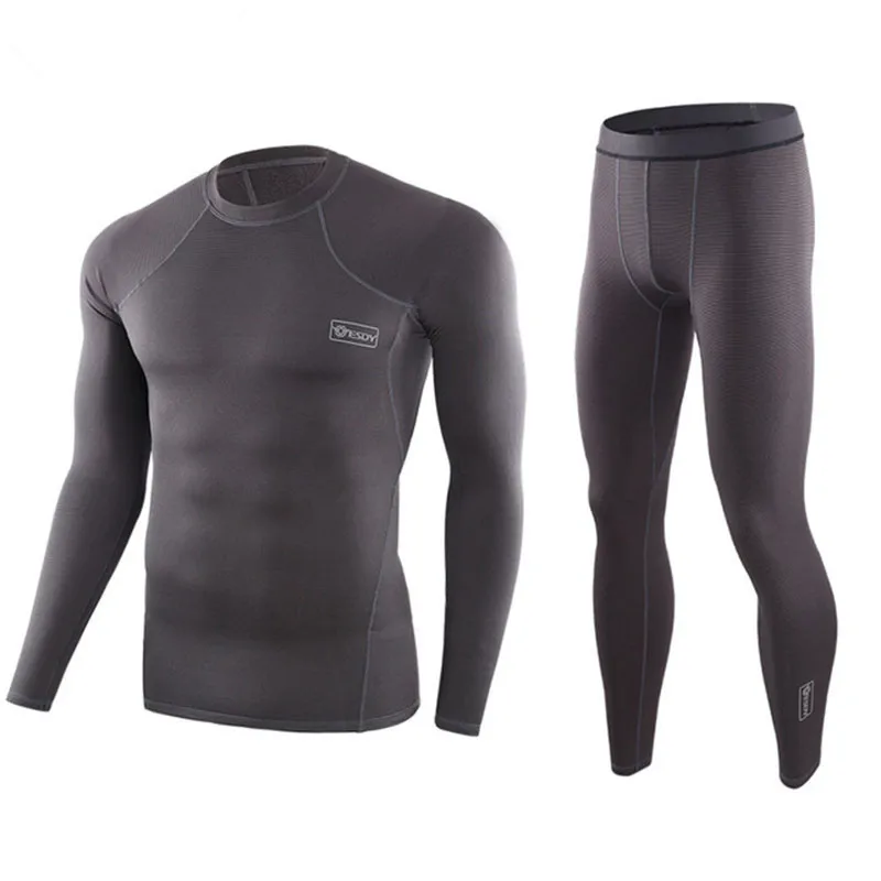 Outdoors sprots elastic function Long Johns fiber training suit mountaineering thermal underwear set - Цвет: gray