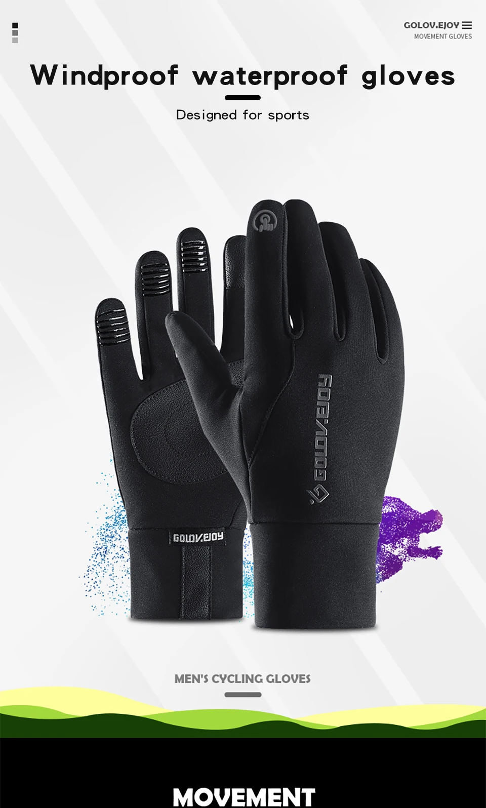 Зимние перчатки для катания, мужские, для улицы, противоскользящие, сенсорный экран, водонепроницаемые, мужские перчатки, ветрозащитные, с карманами, плюс бархат, для альпинизма, G016