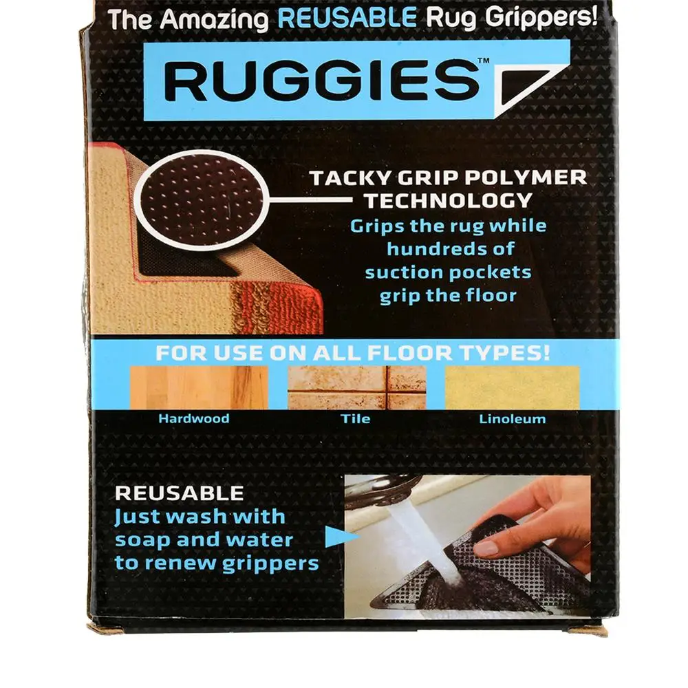 Ruggies, коврик, захваты, силикон, 4 шт., коврик для ванной, захваты для коврика, липкие коврики, захваты, идеальный коврик, пробка, моющаяся
