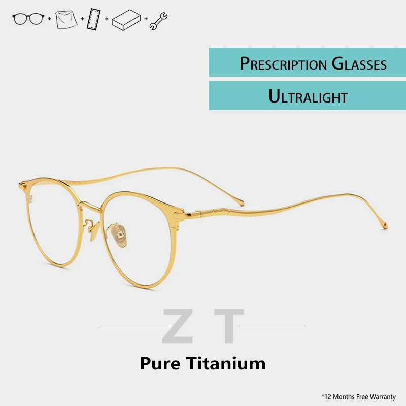 

pure titanium glasses frame men retro handmade round clear eyeglass designer brand optical tag eyewear frames