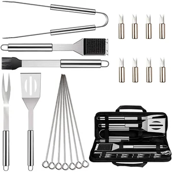 

20PCS BBQ Grill Accessories Tools Set, Stainless Steel Grilling Kit with Oxford Cloth Case for Camping/Kitchen, Barbecue Utensil