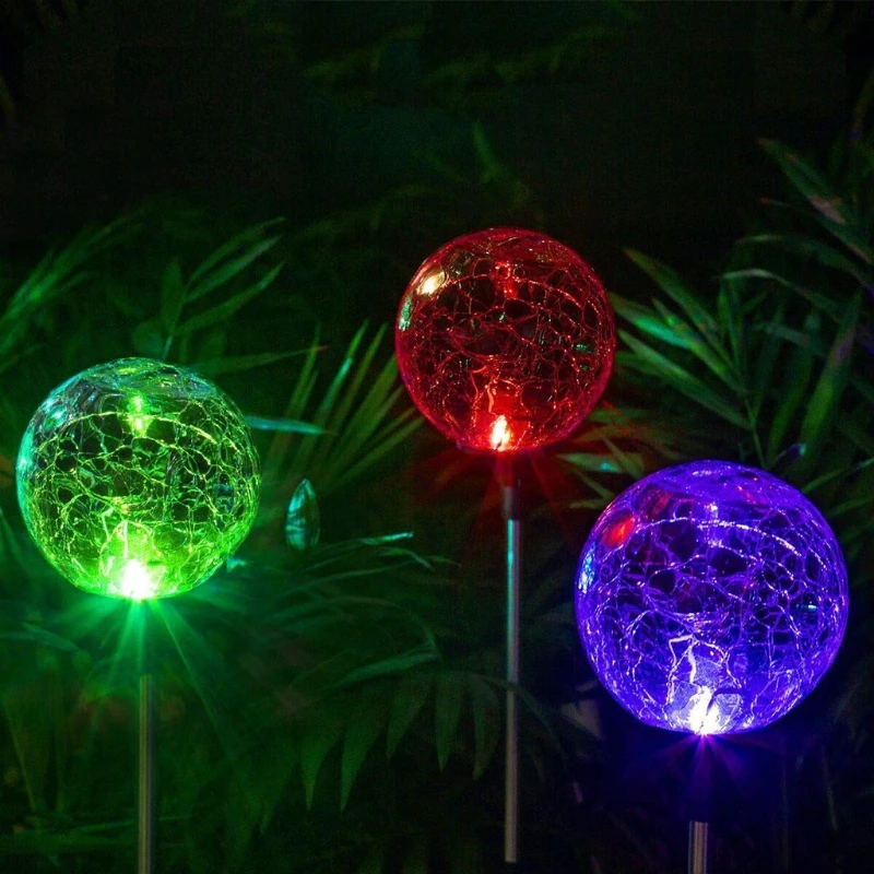 small solar lights 2022 New  Solar Lights Outdoor Cracked Glass Ball Dual LED Garden Lights Landscape Lights solar powered patio lights