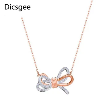 

Dicsgee Fashion Jewelr Bowknot Necklace Full Zircon Choker Necklaces Style For Ladies Decorations Pendants