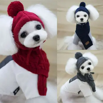 

Pet Dog Cat Santa Red Hat Scarf Knitted Winter Dog Collar Scarf Neckchief Warm for Small Large Dog Pet Puppy Cat Clothes Costume