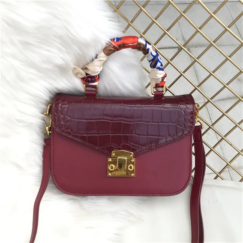 

New Arrival Genuine Leather Women's Handbag Top-handle Shoulder bag Alligator Patchwork Design Flap bag