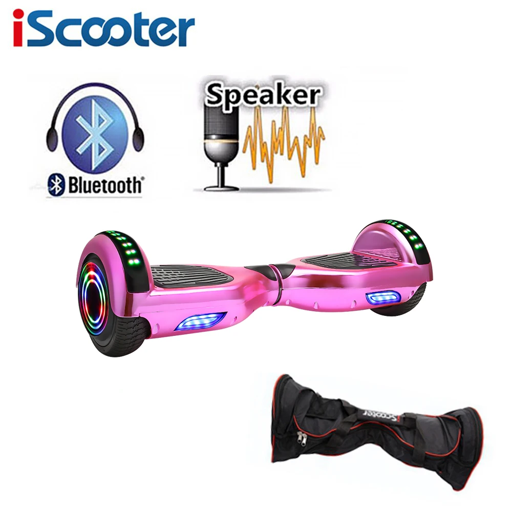 IScooter 6,5 дюймов Ховерборды самобалансирующийся скутер электрический скейтборд за бортом мини skywalker стоячие Ховерборды - Цвет: chrome pink  n bag