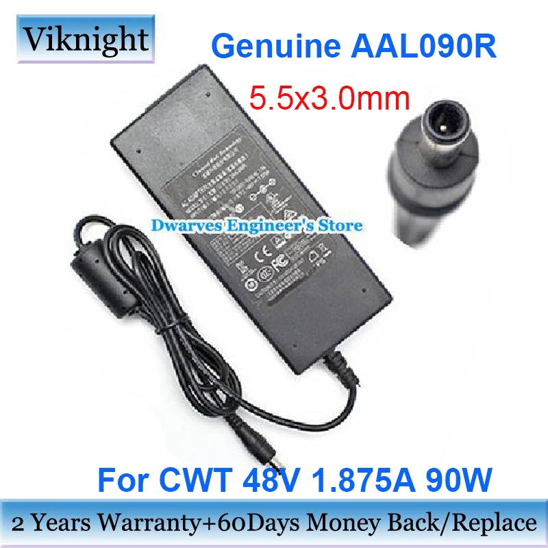 

Genuine CWT 2AAL090R Power Adapter 48V 1.875A 90W Charger Power Supply 5.5x3.0mm With 1 Pin in Center